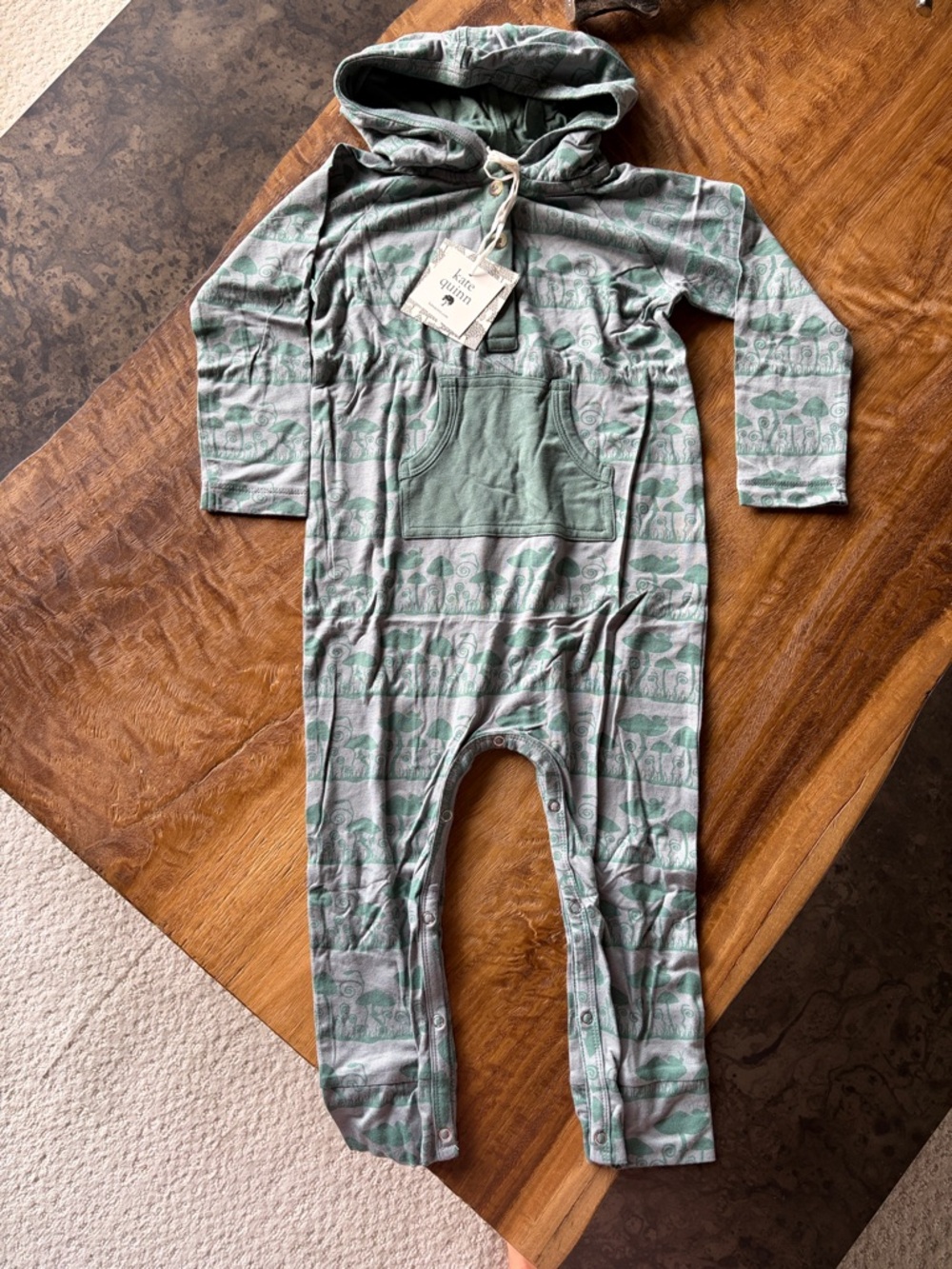 Kate quinn Hooded One-Piece Romper in Sage Green